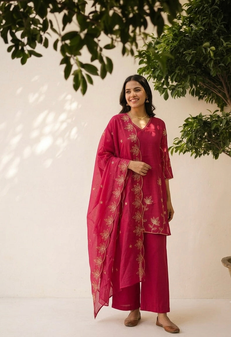 Pure Chanderi Dupatta Set