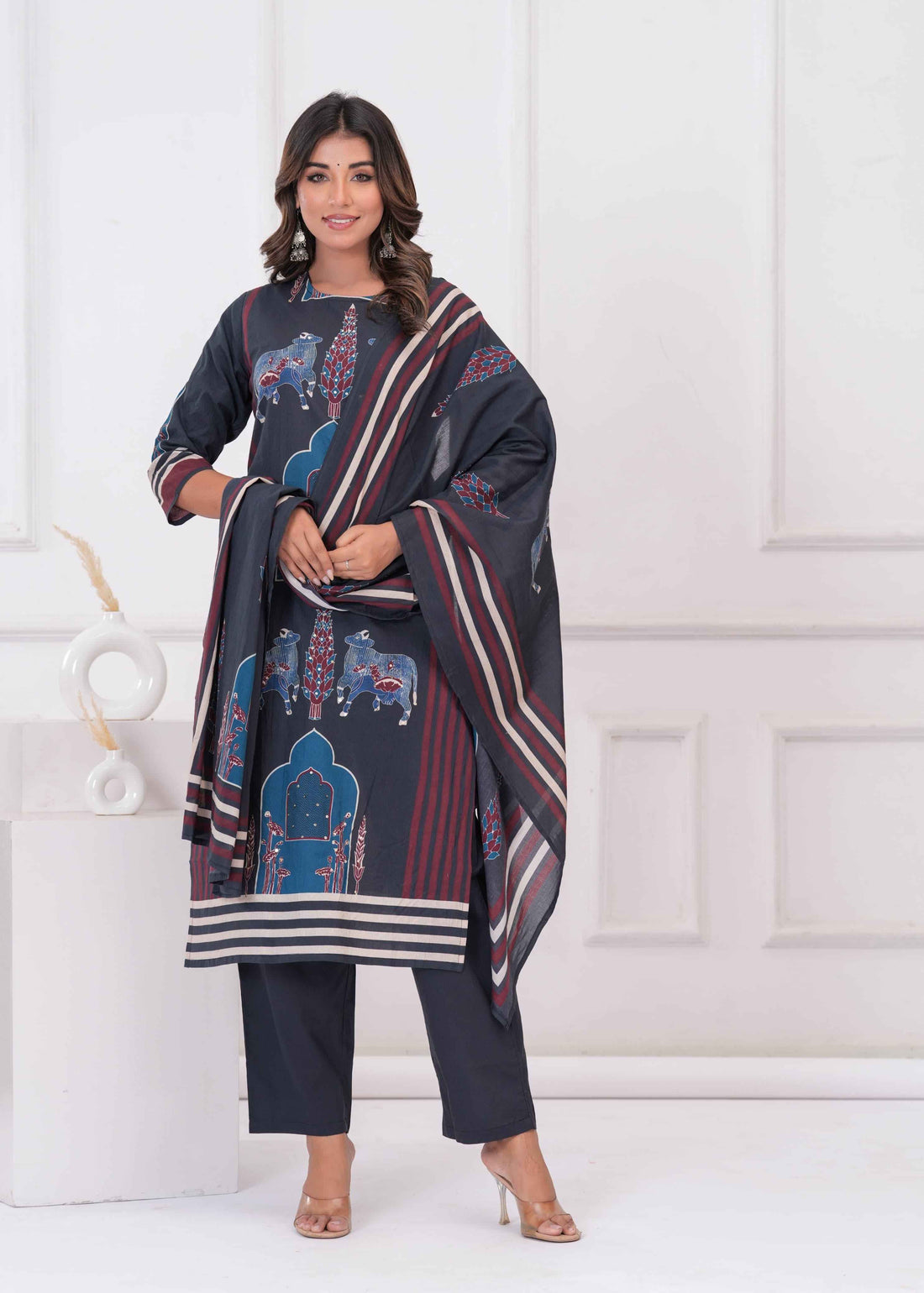 Ajrakh Print Pure Cotton Dupatta Set