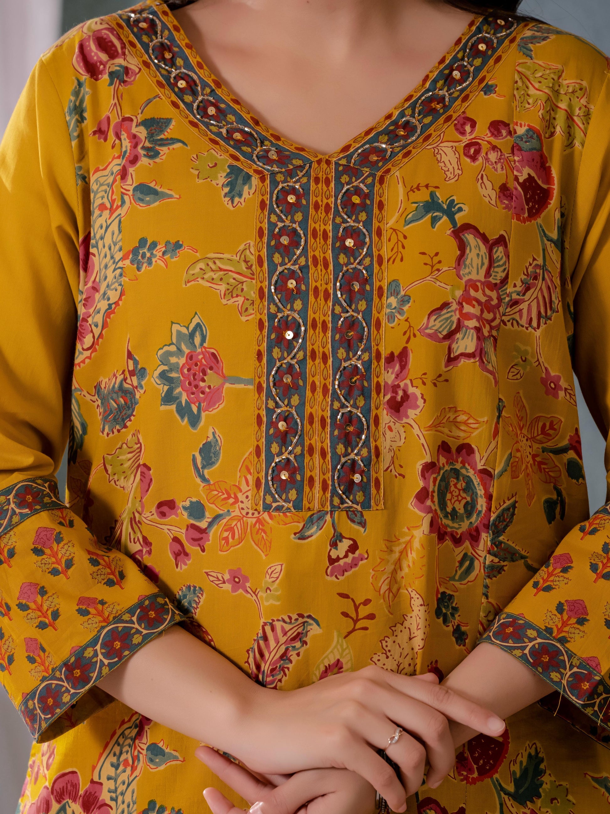 Cotton Floral Dupatta Sets - CS030