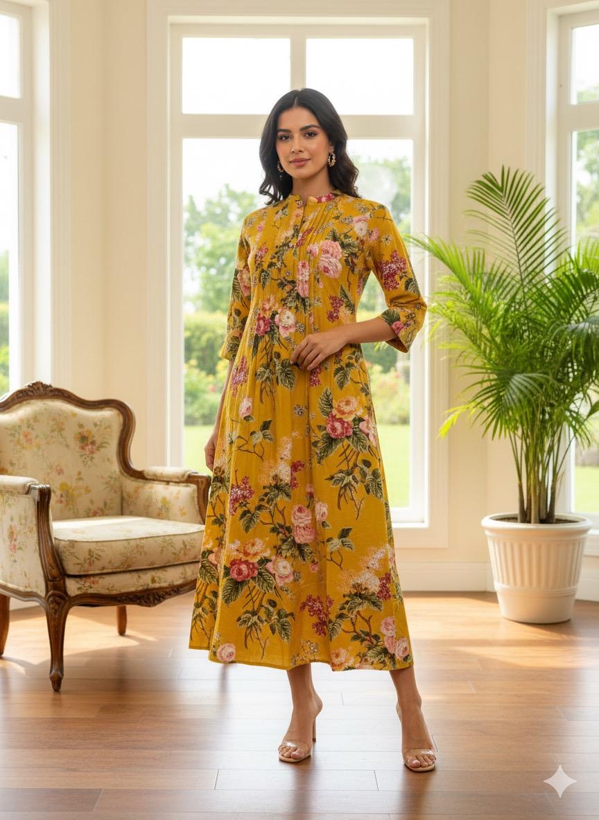 Pure Cotton Floral Print One Piece Gown SD005