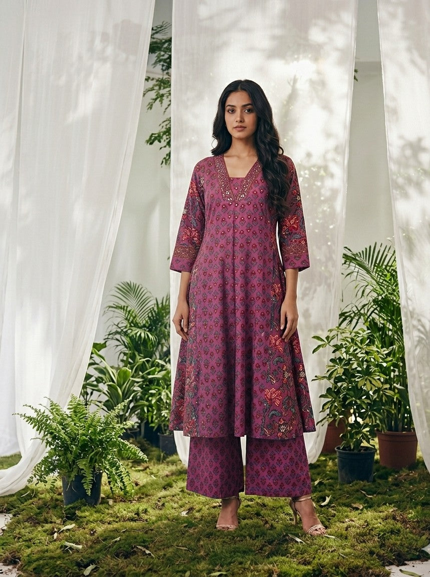 Pure Cotton A Line Anarkali Dupatta Set ANK043