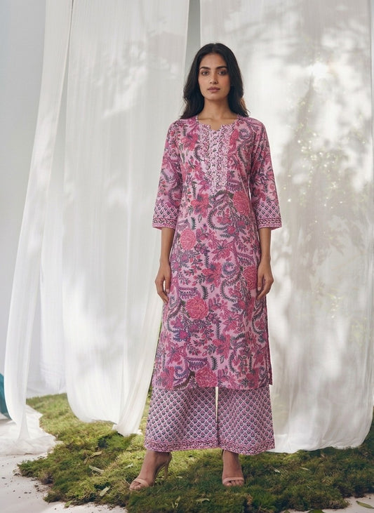 Pure Cotton Floral Print Dupatta Set CS0315