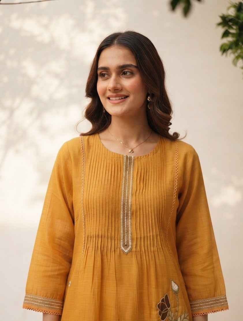 Pure A Line Silk Dupatta Set With Embroidery