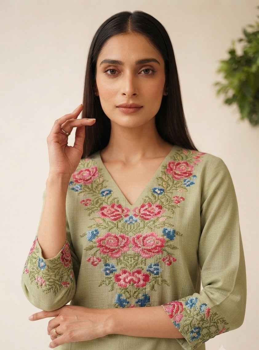 Pure Silk Only Kurta With Embroidery OK0117