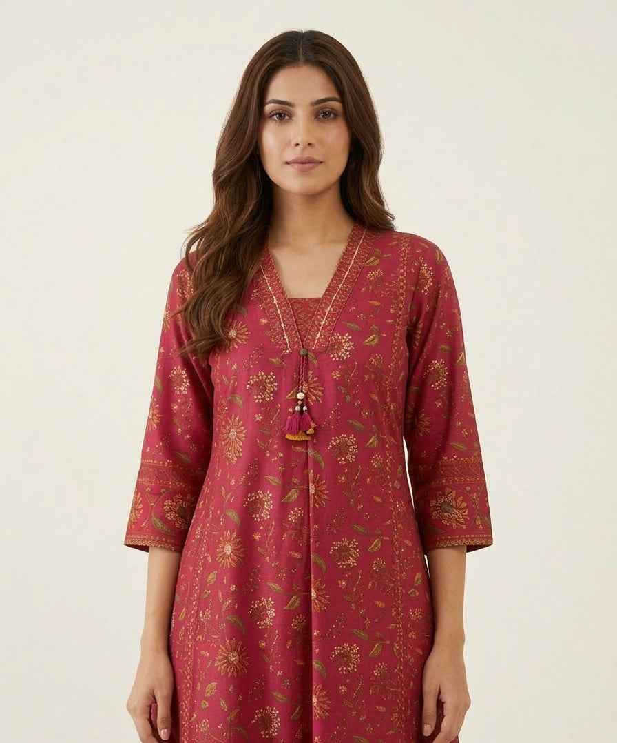 Pure Cotton A Line Floral Print Dupatta Set CS0270