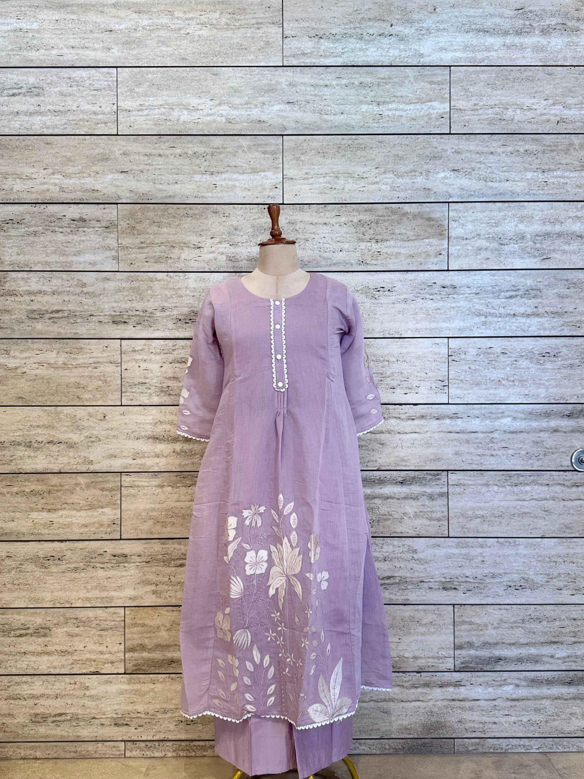 Mul Chanderi Festive Wear Appliqur Work Dupatta Set