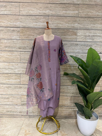 Pure chanderi Dupatta set with Embroidery CHSOO3