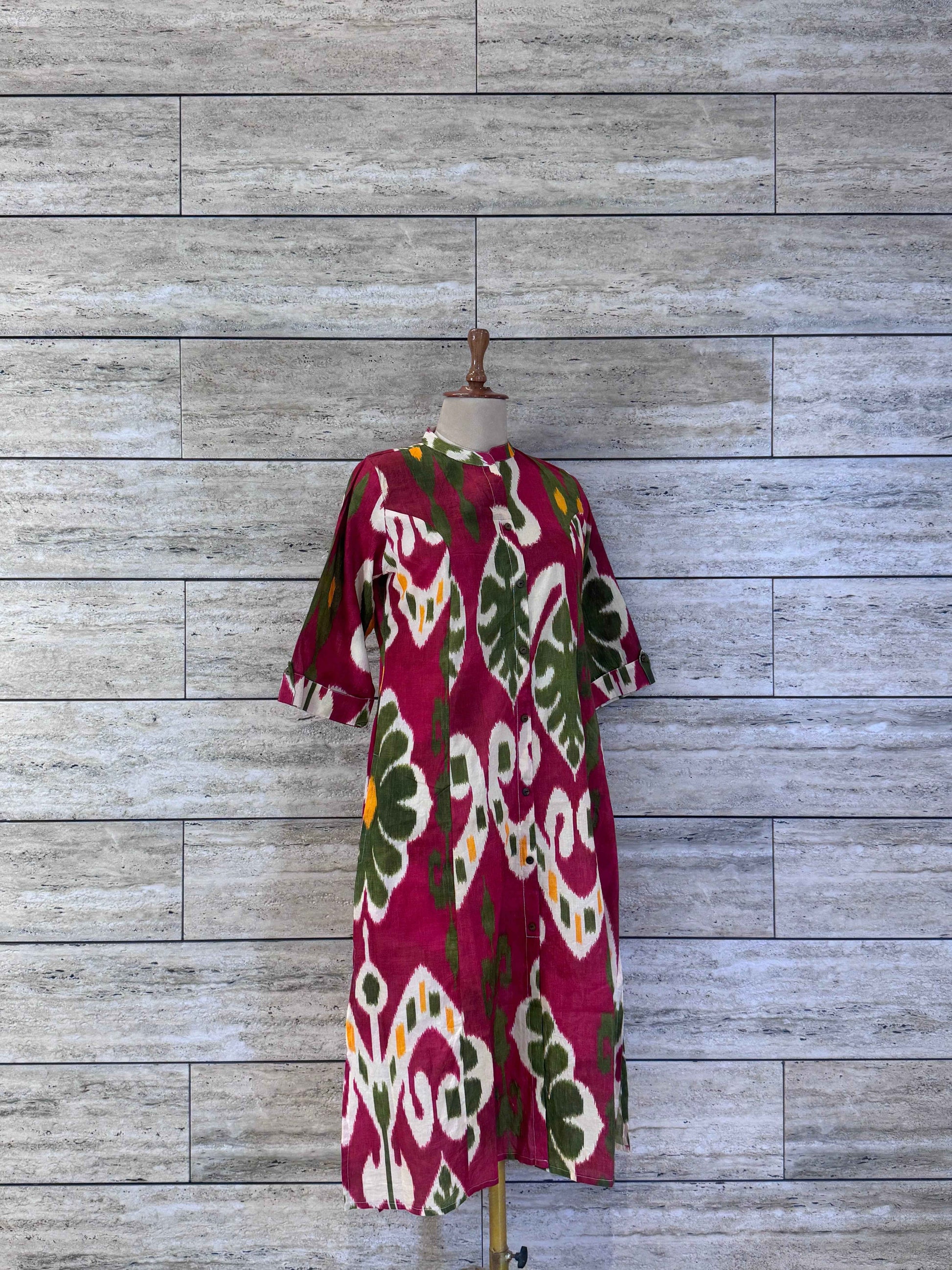 Ikkat print Cotton A Line kurtas. Ok010