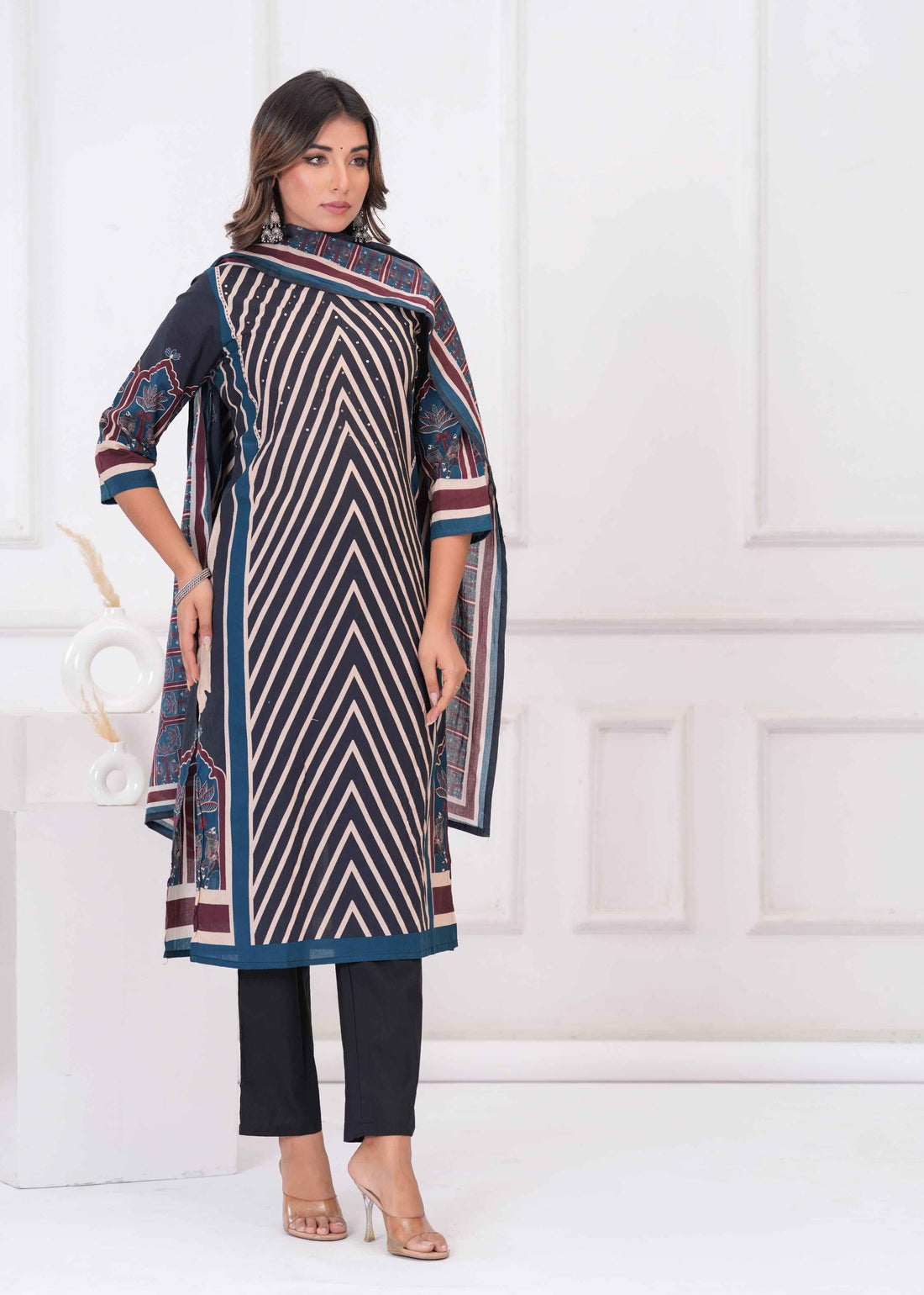 Ajrakh Print Pure Cotton Dupatta Set