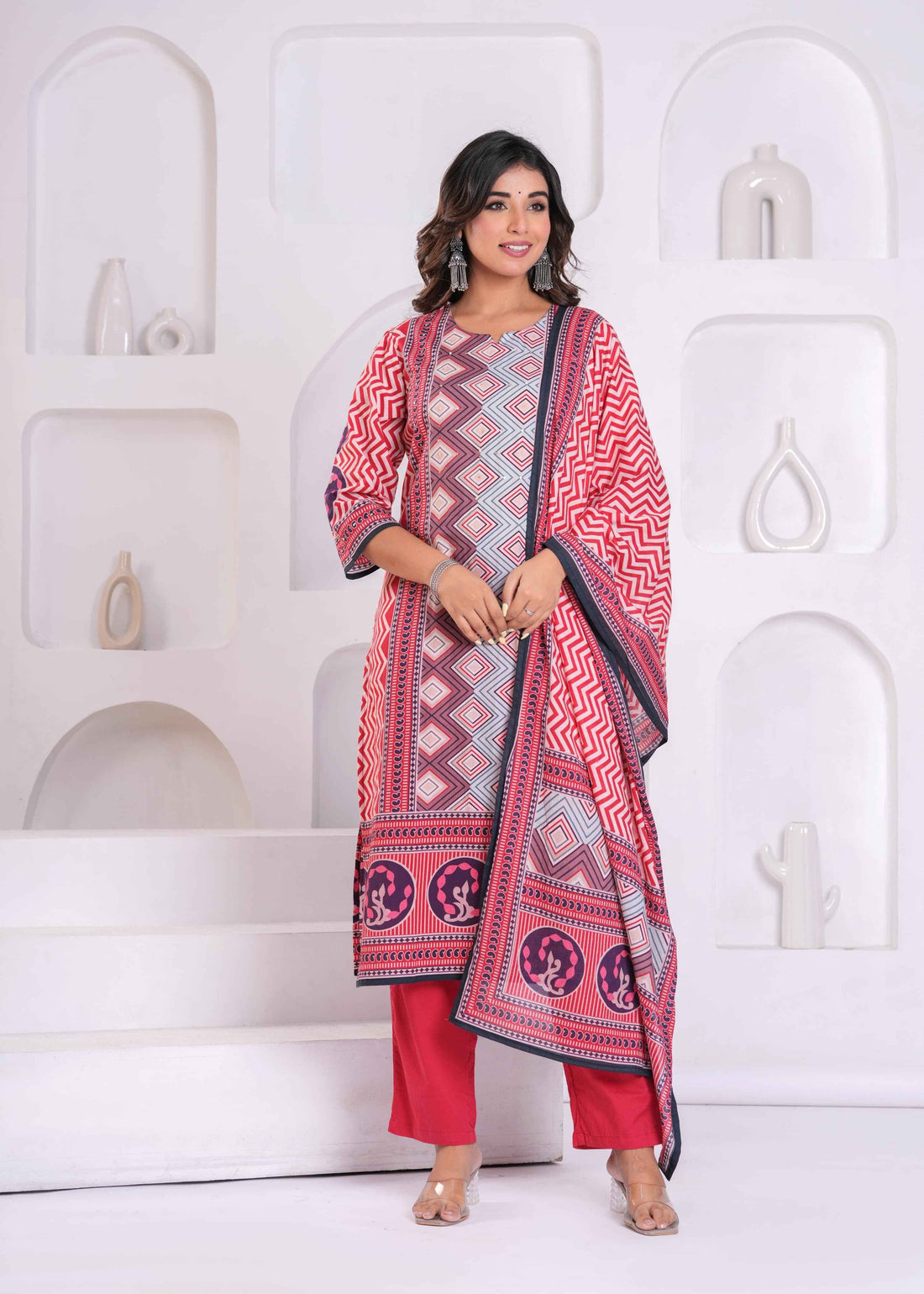 Ajrakh Print Pure Cotton Dupatta Set
