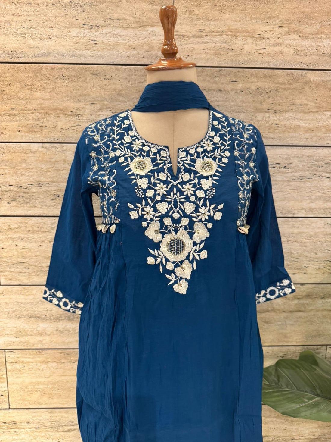 Premium Mul Chanderi Dupatta Set with Embroidery MLC024