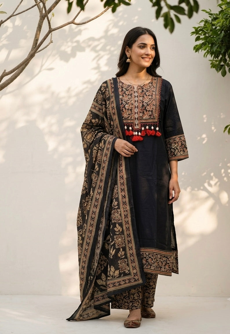 Pure Cotton Dupatta Set In Plus Size