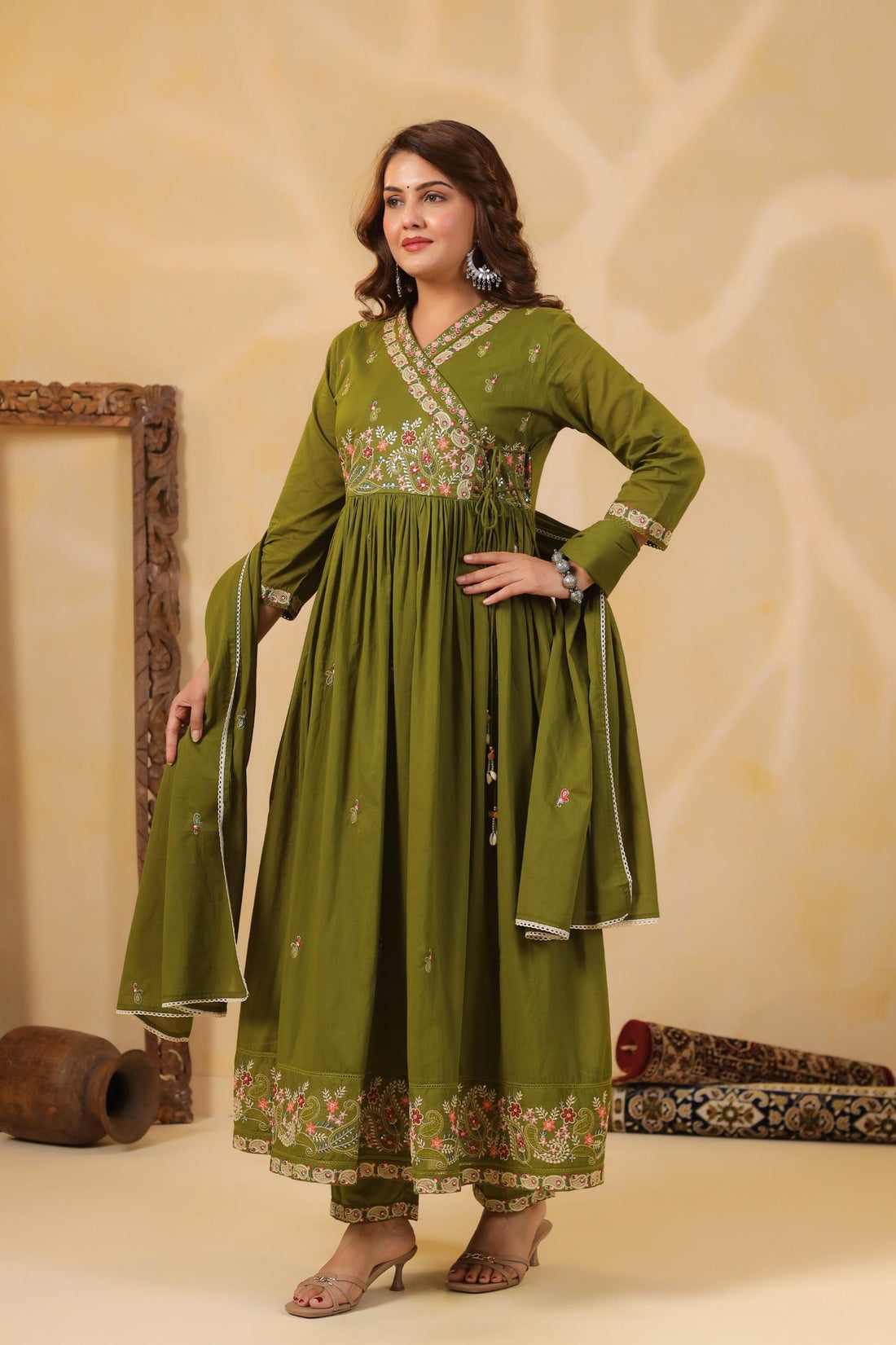 Mul Cotton Premium Anarkali Dupatta Set ANK015