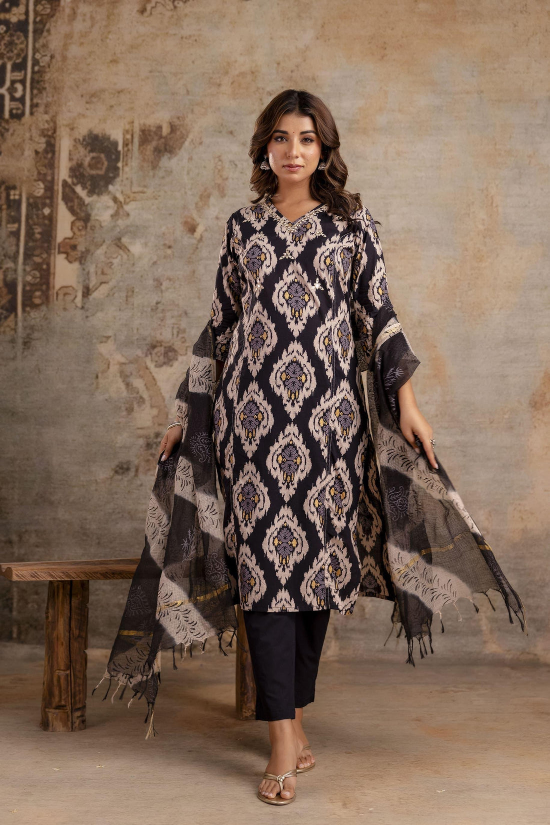 Pure Cotton Kota Doriya Dupatta Set KD001