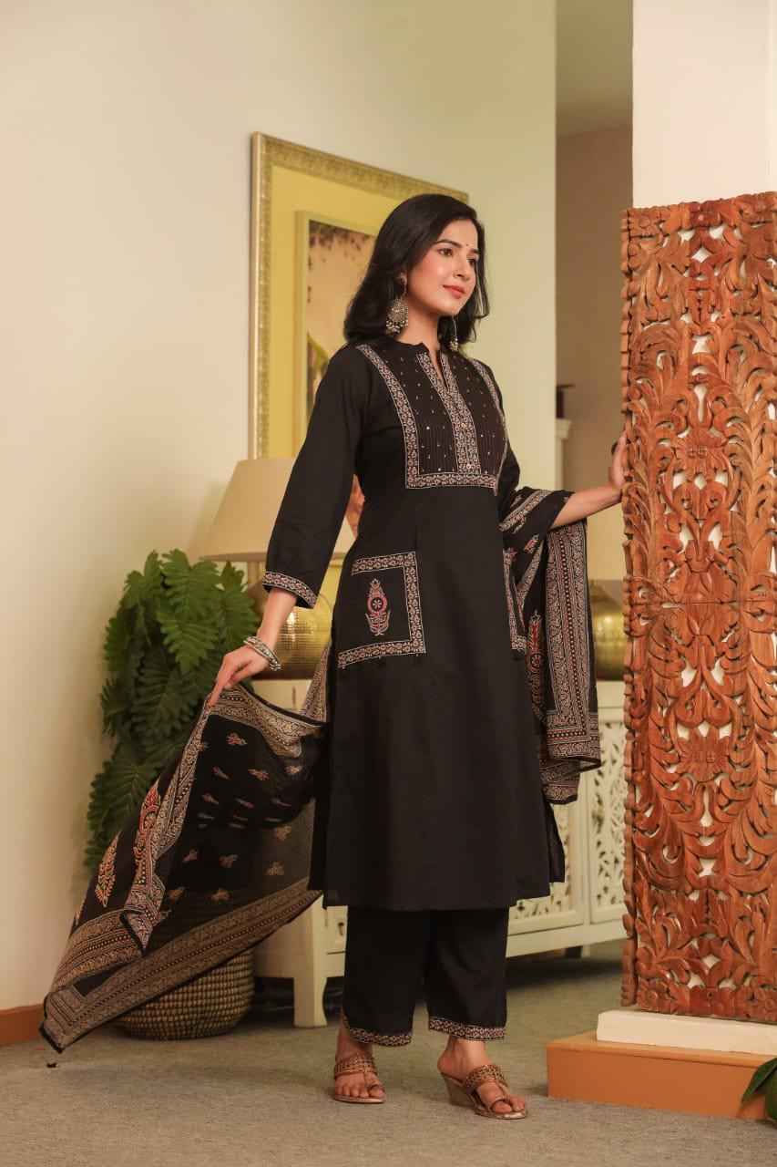 Pure Cotton A Line Dupatta Sets With Front Pockets