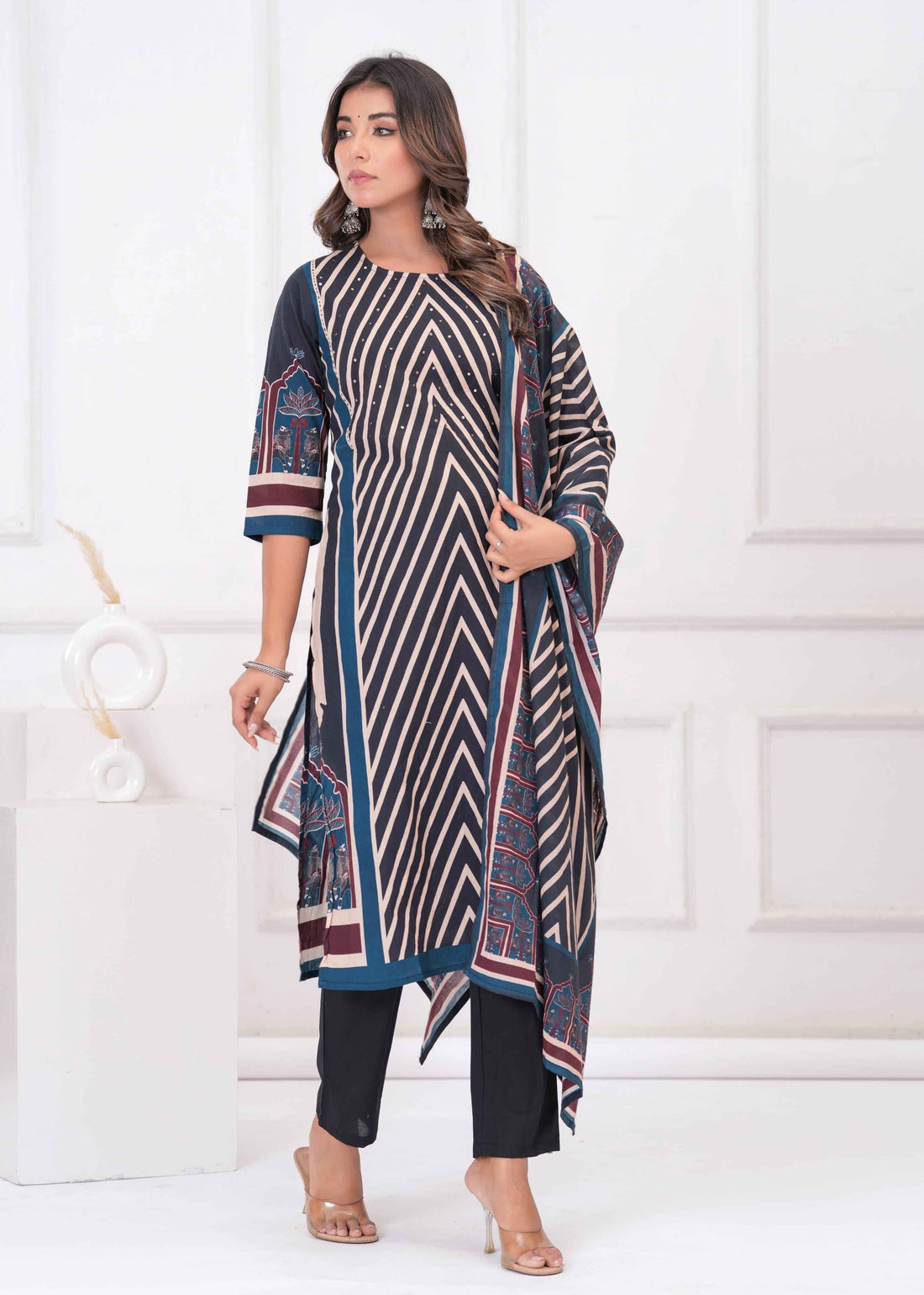 Ajrakh Print Pure Cotton Dupatta Set