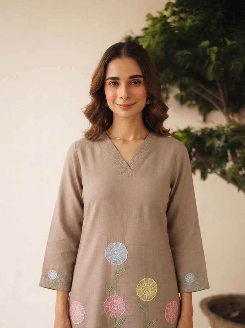 Mul Chanderi Farsi Suit With Embroidery MLC18