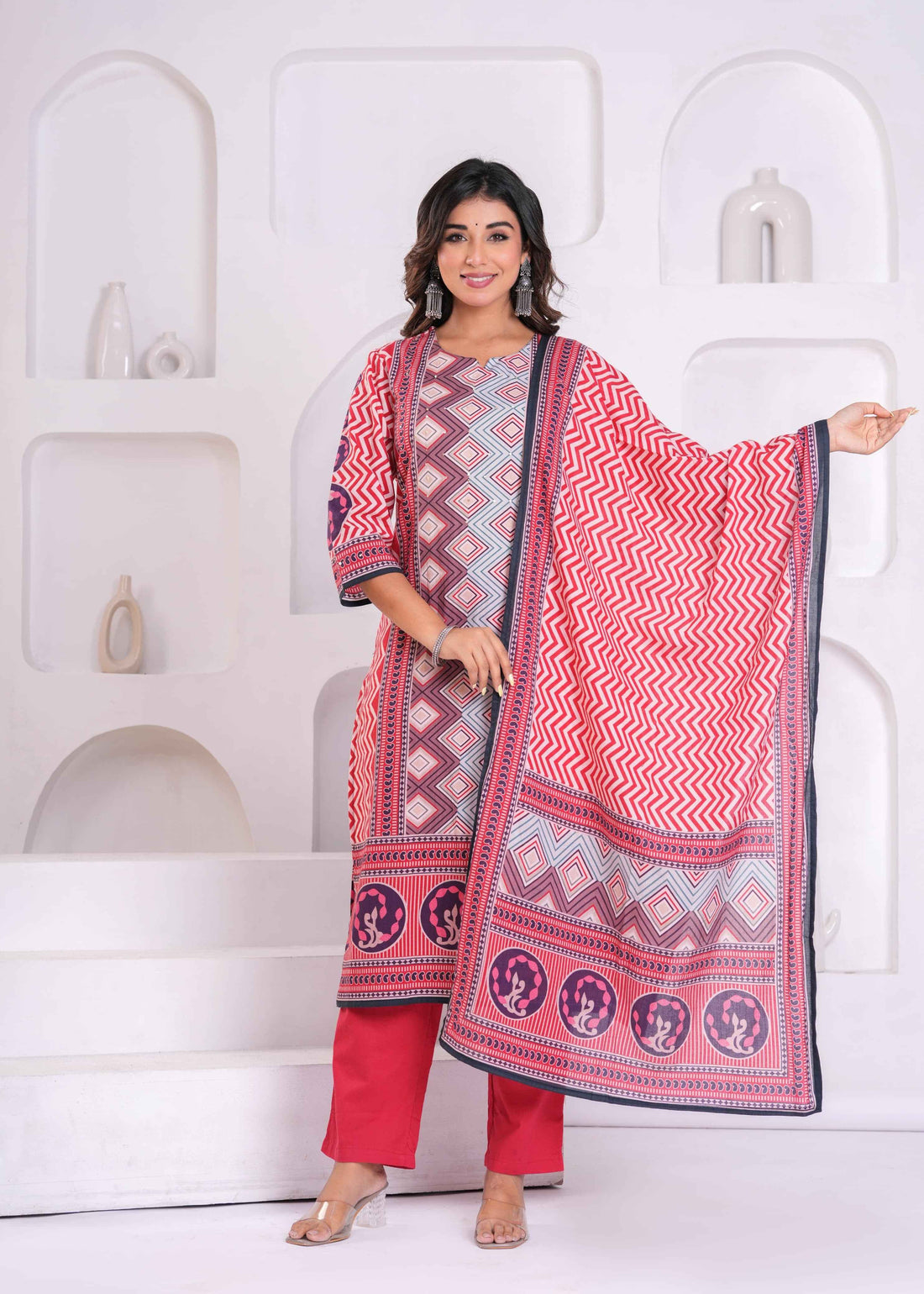 Ajrakh Print Pure Cotton Dupatta Set