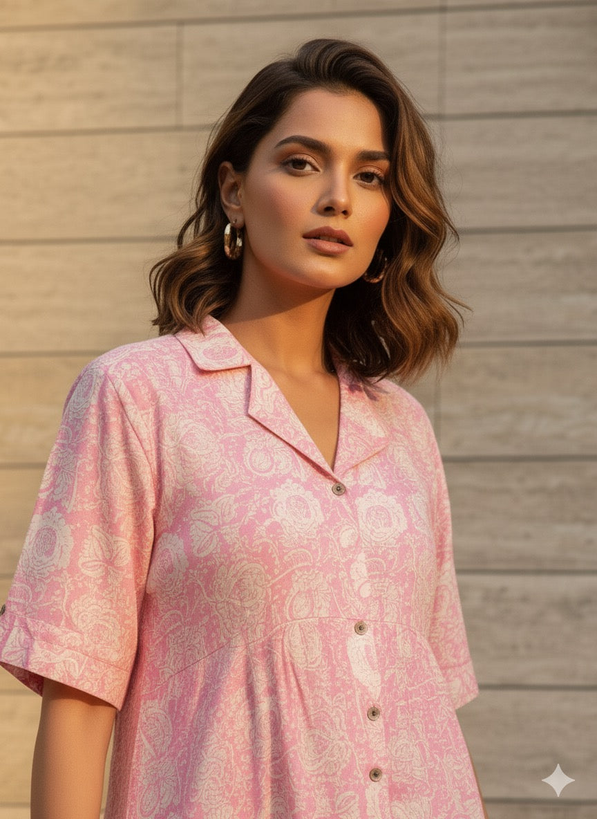 Pure Cotton Floral Print One Piece Dress SD010