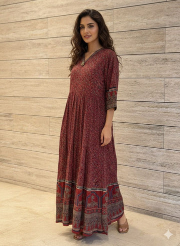 Pure Cotton Floral Print Long Gown GN002