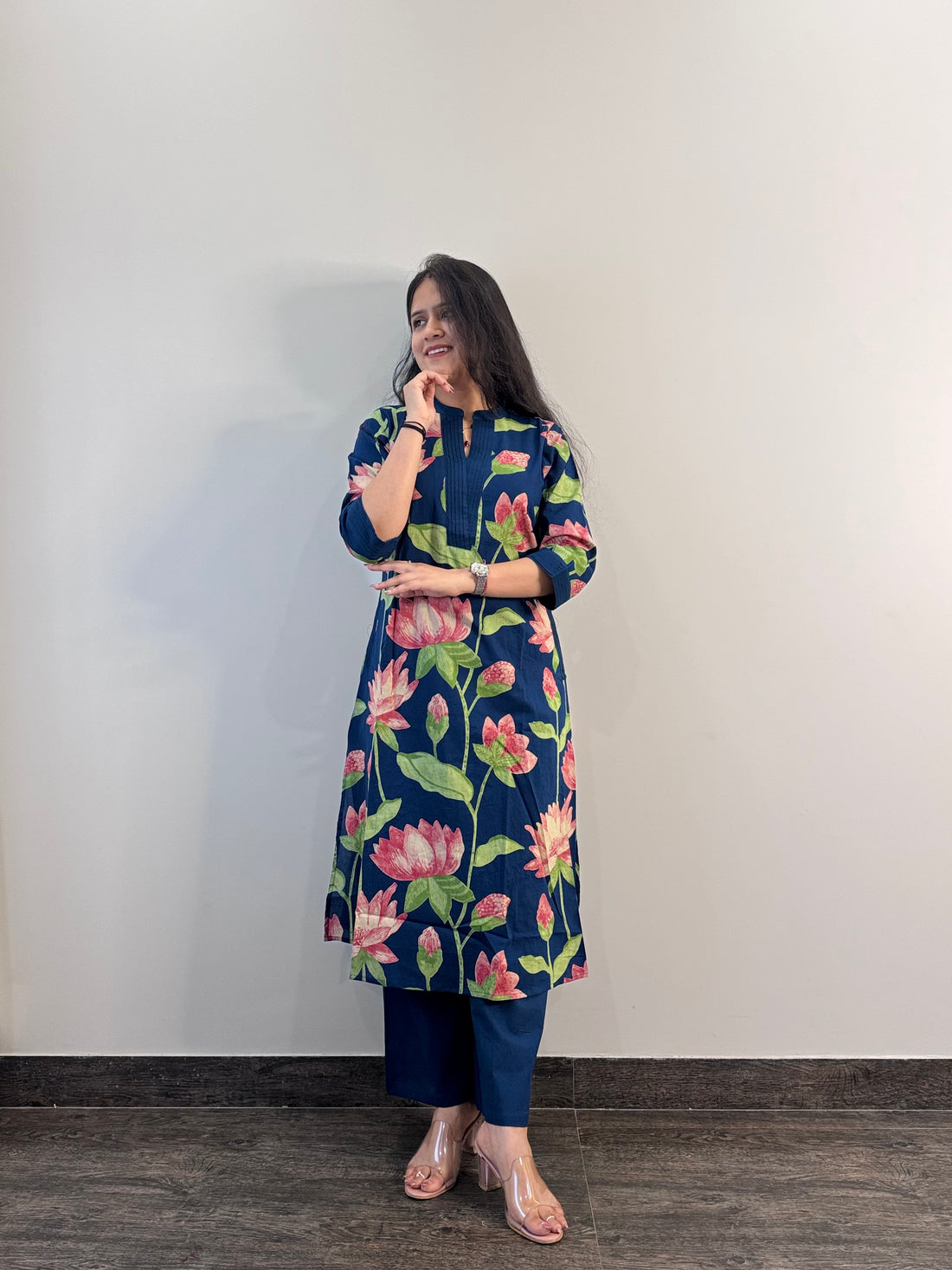 Cotton Floral Print Two Piece Pant Sets   FL0110