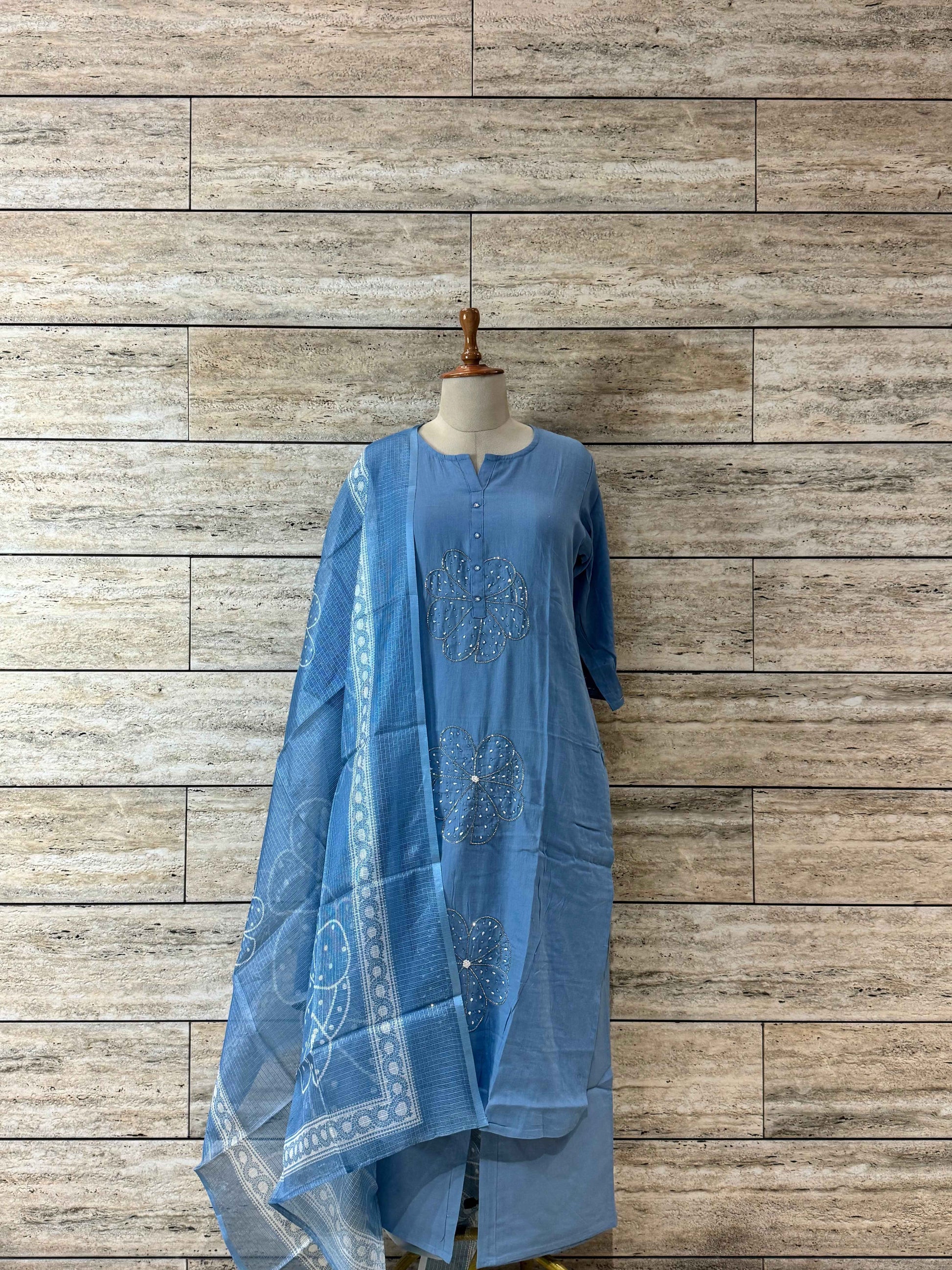 Soft Cotton Silk Kota Doriya Dupatta Set With Handwork KD004 (Copy)