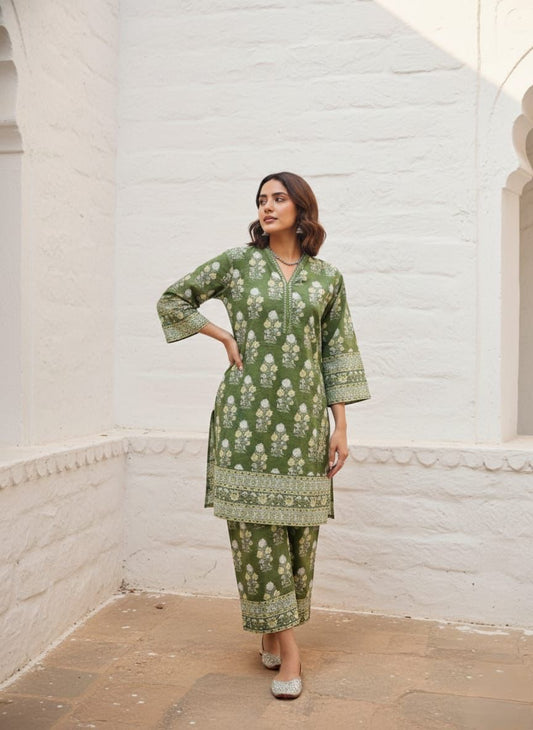 Premium Cotton Co Ord Sets With Embroidery COS0105
