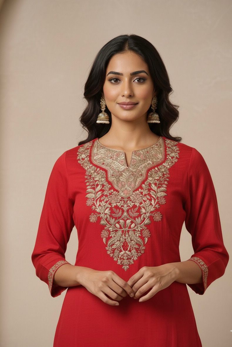 Pure Chanderi Dupatta Set with Embroidery MLC022