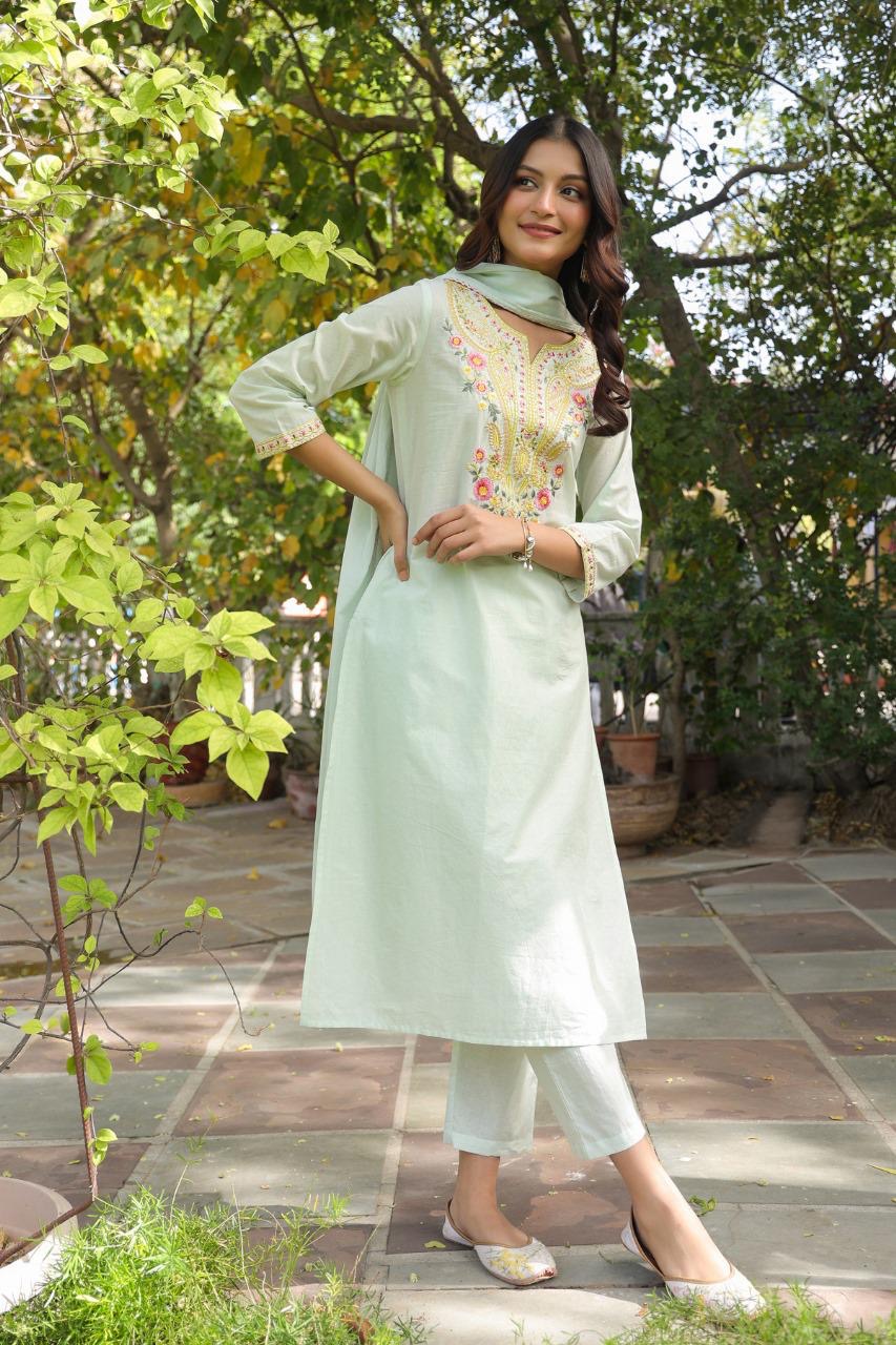 Premium Solid Base Cotton Suit   FL033