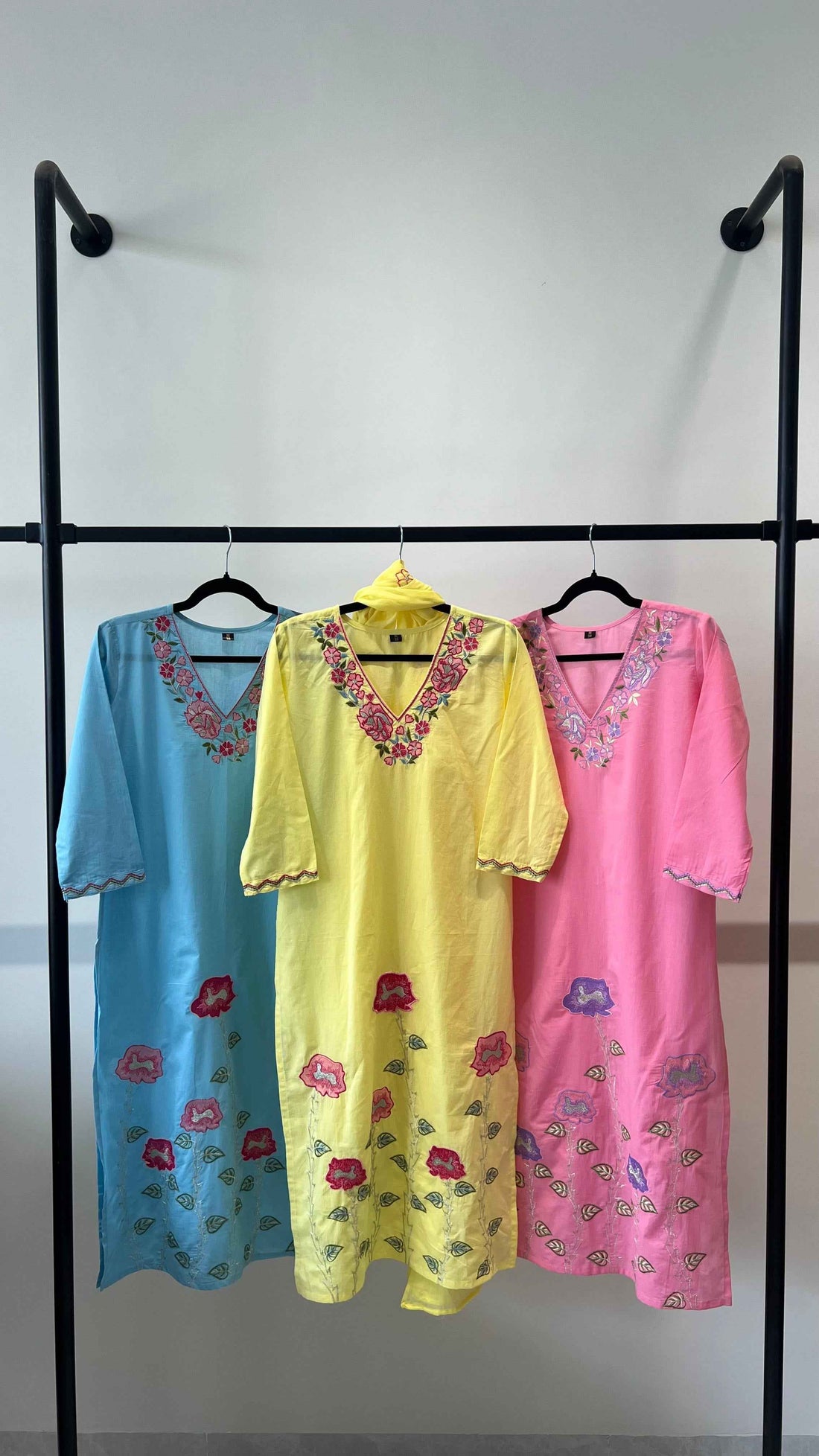 Pure Cotton Solid Base Embroidered Dupatta Set CS067