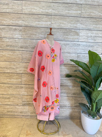 Premium mul chanderi with embroidery Dupatta set
