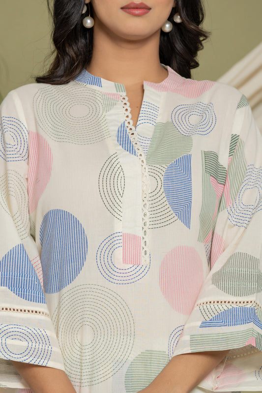 Premium Cotton Co Ord Set With Lace Work COS0101