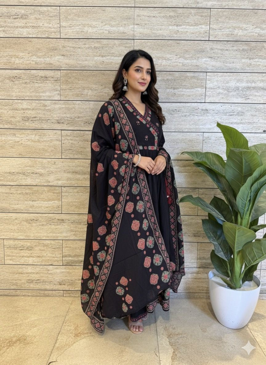 Premium Mul Cotton Anarkali with Inner Dupatta Set ANK014