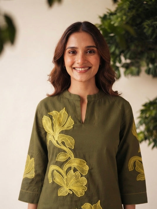 Pure Cotton Co- Ord Set With Embroidery COS169