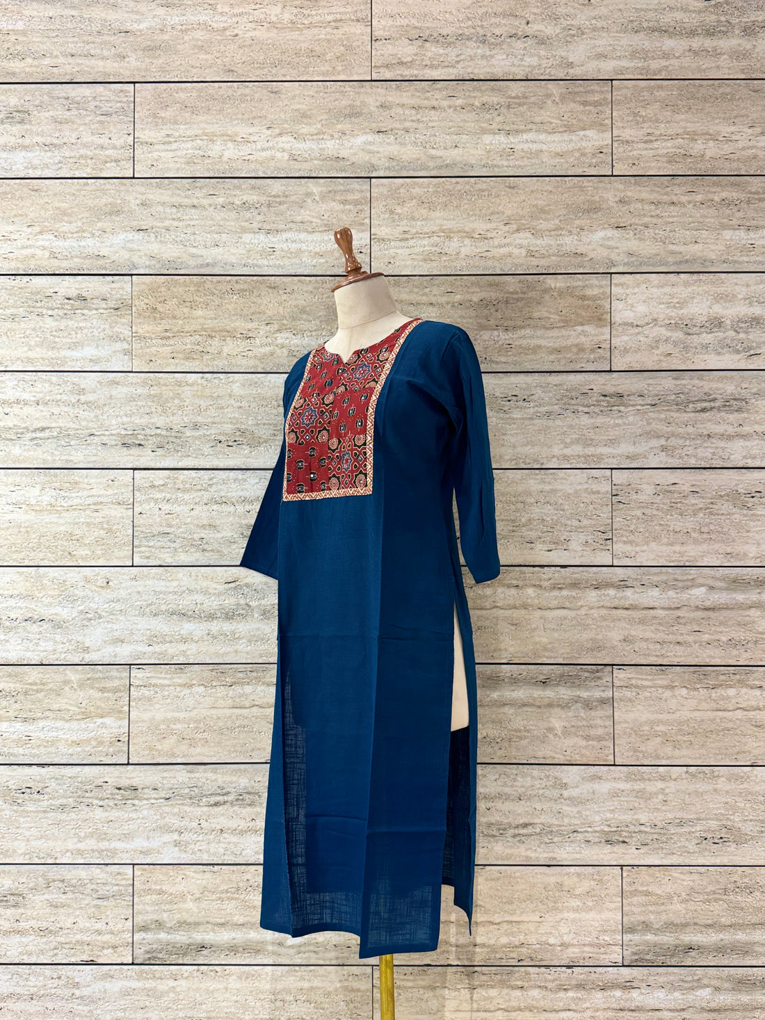 Solid Base Pure Cotton Ajrakh Print Cotton Kurta   FL0163