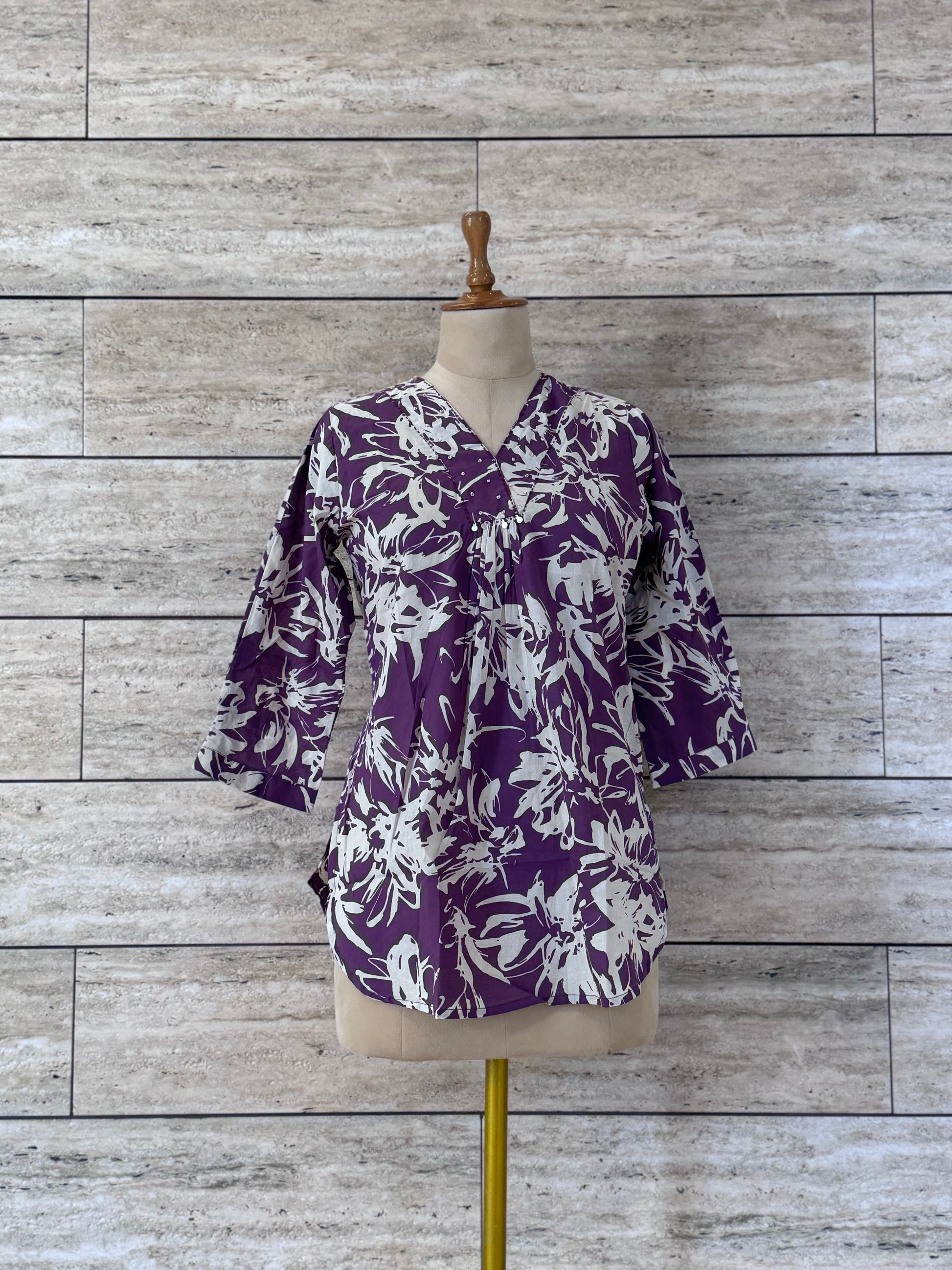 Jaal Floral Print Cotton Short Top - CST003