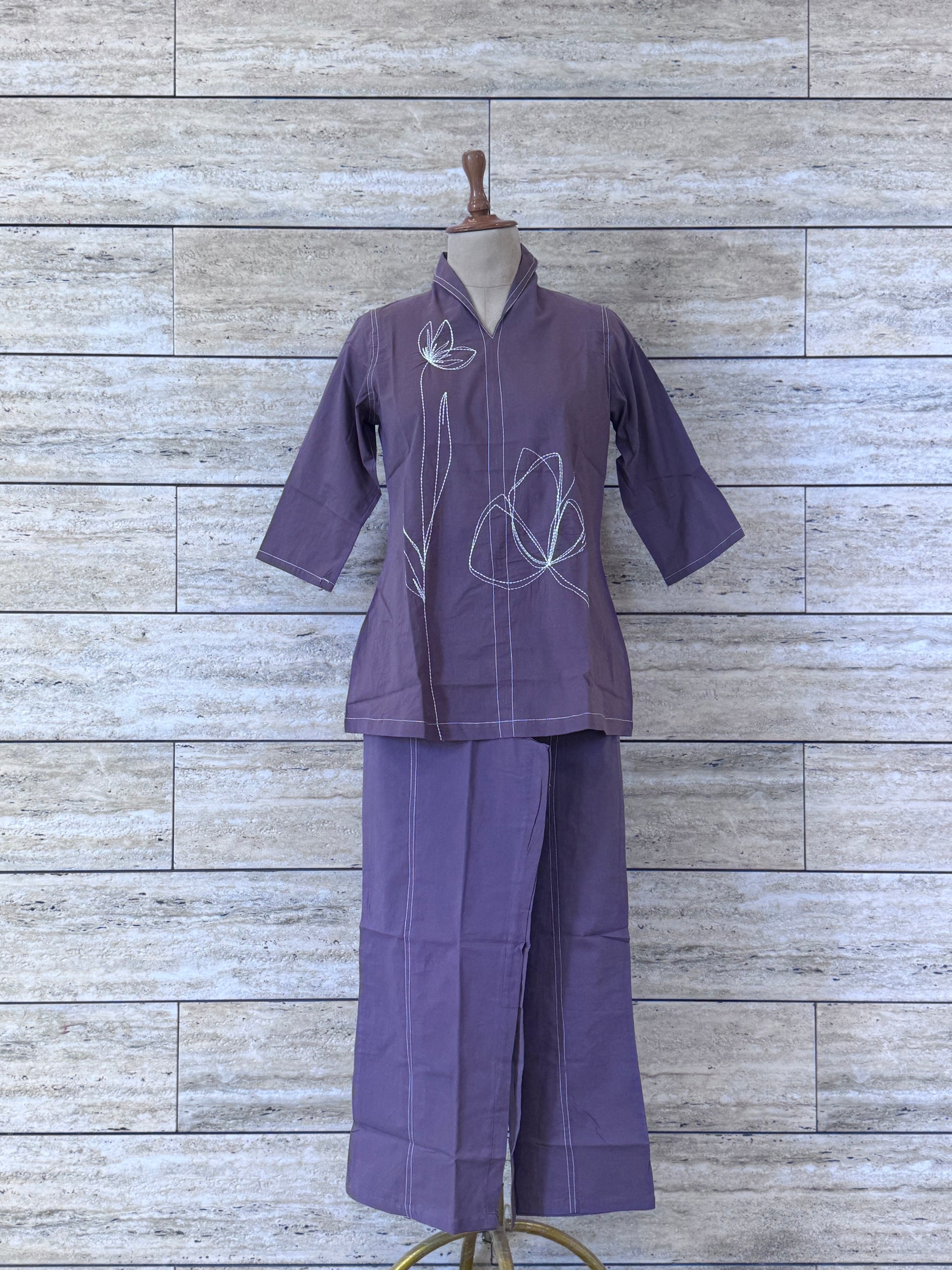 Solid Base Cotton Co Ord Set - COS011