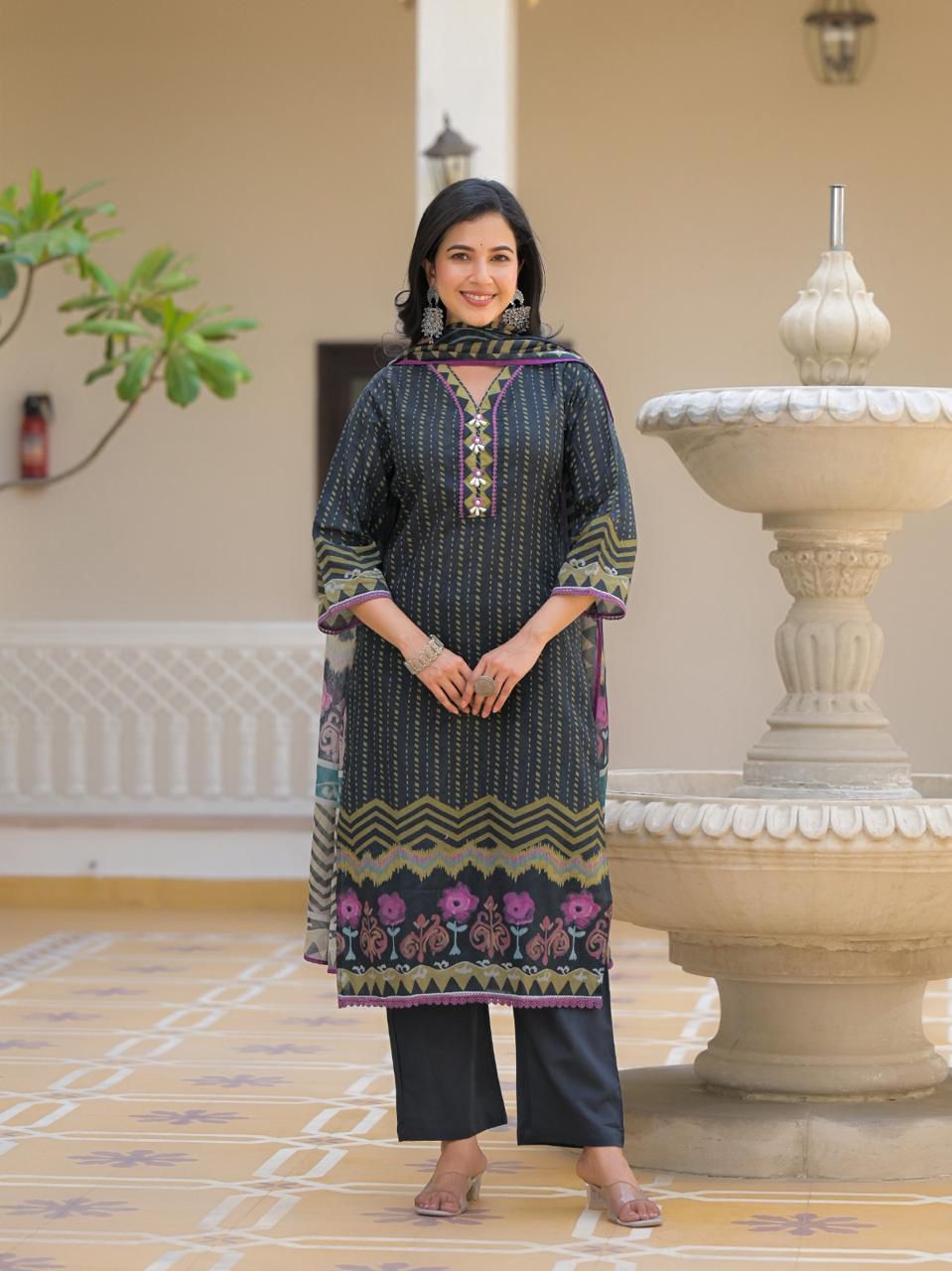 Pure cotton digital print Dupatta set CS095