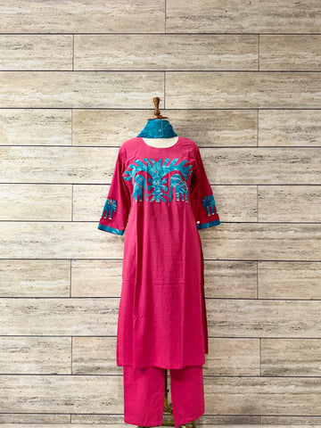 Straight Patch Work Dupatta Set CS029