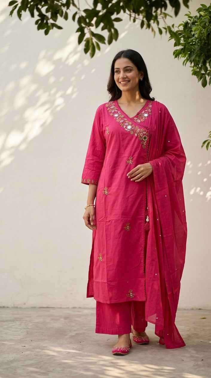 Pure Cotton Dupatta Set In Plus Size CS0317