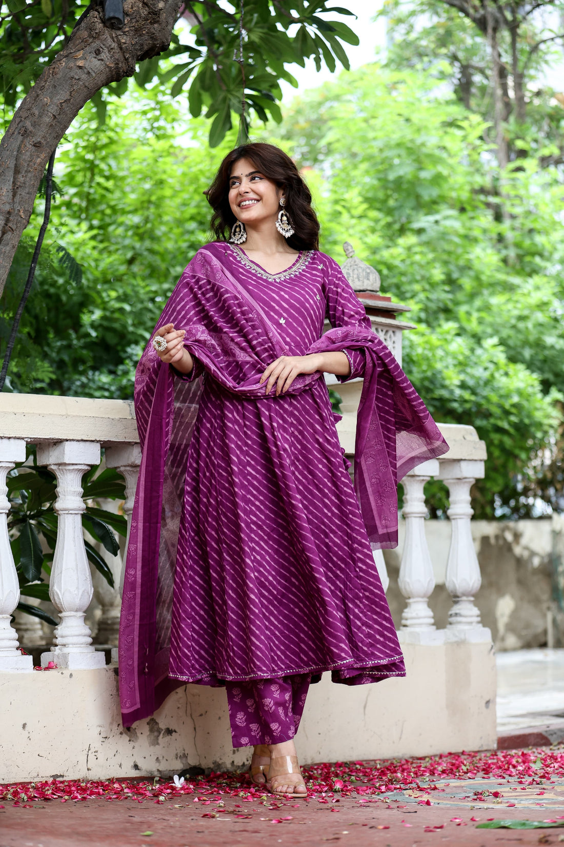 Most Awaited Pure Cotton A Line Leheriya Print Anarkali Suit ANK002