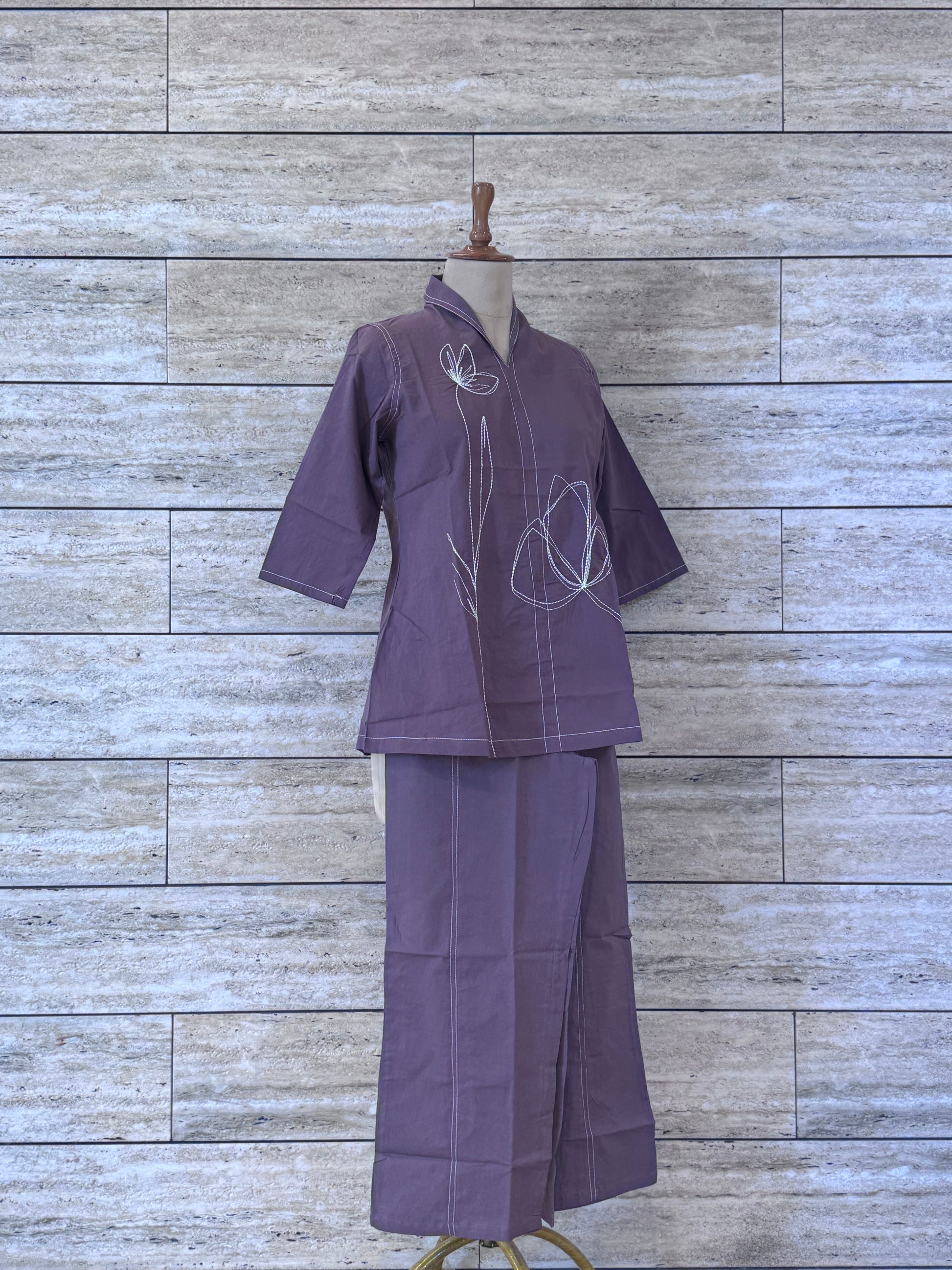 Solid Base Cotton Co Ord Set - COS011