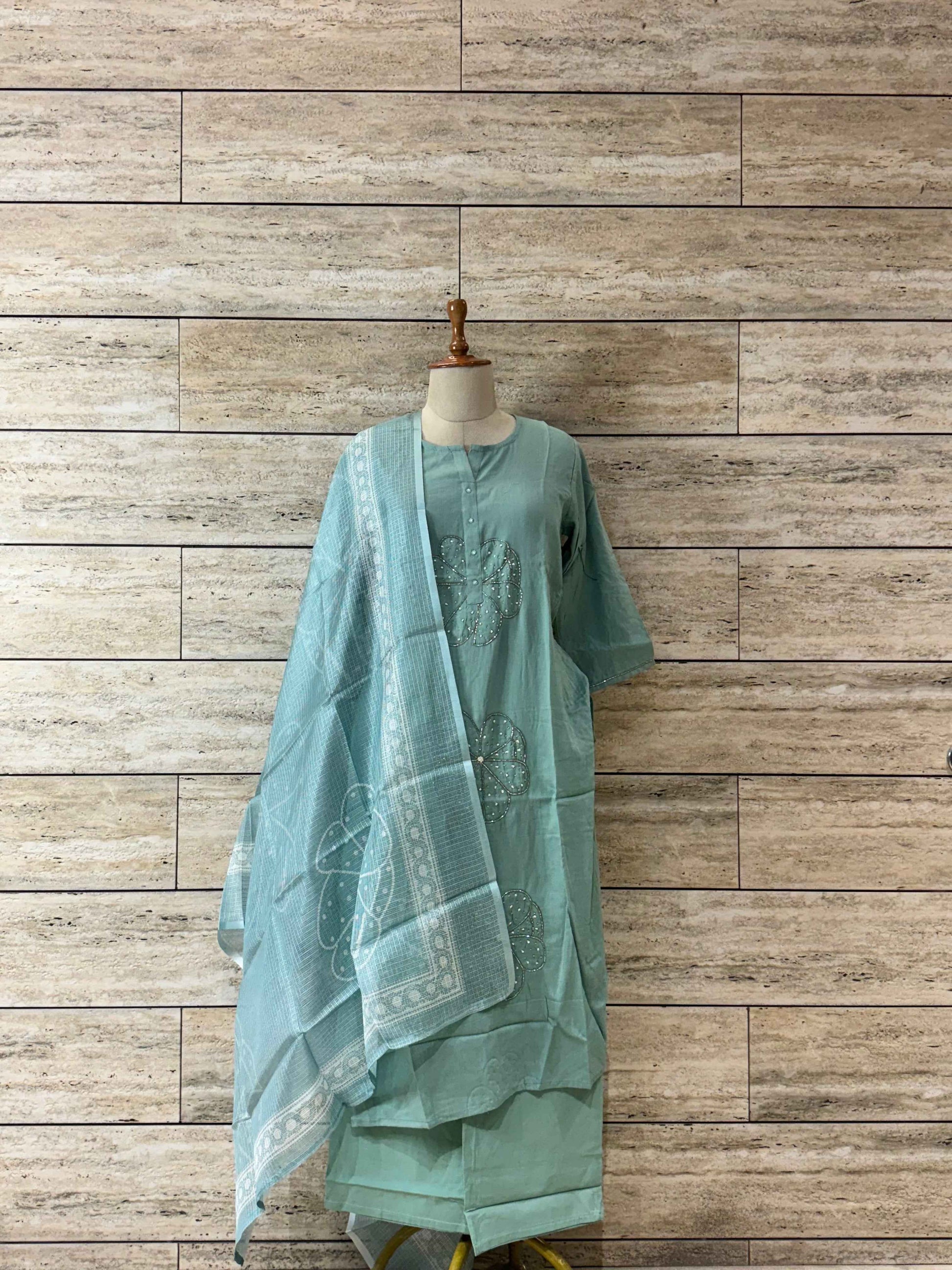Soft Cotton Silk Kota Doriya Dupatta Set With Handwork KD004 (Copy)