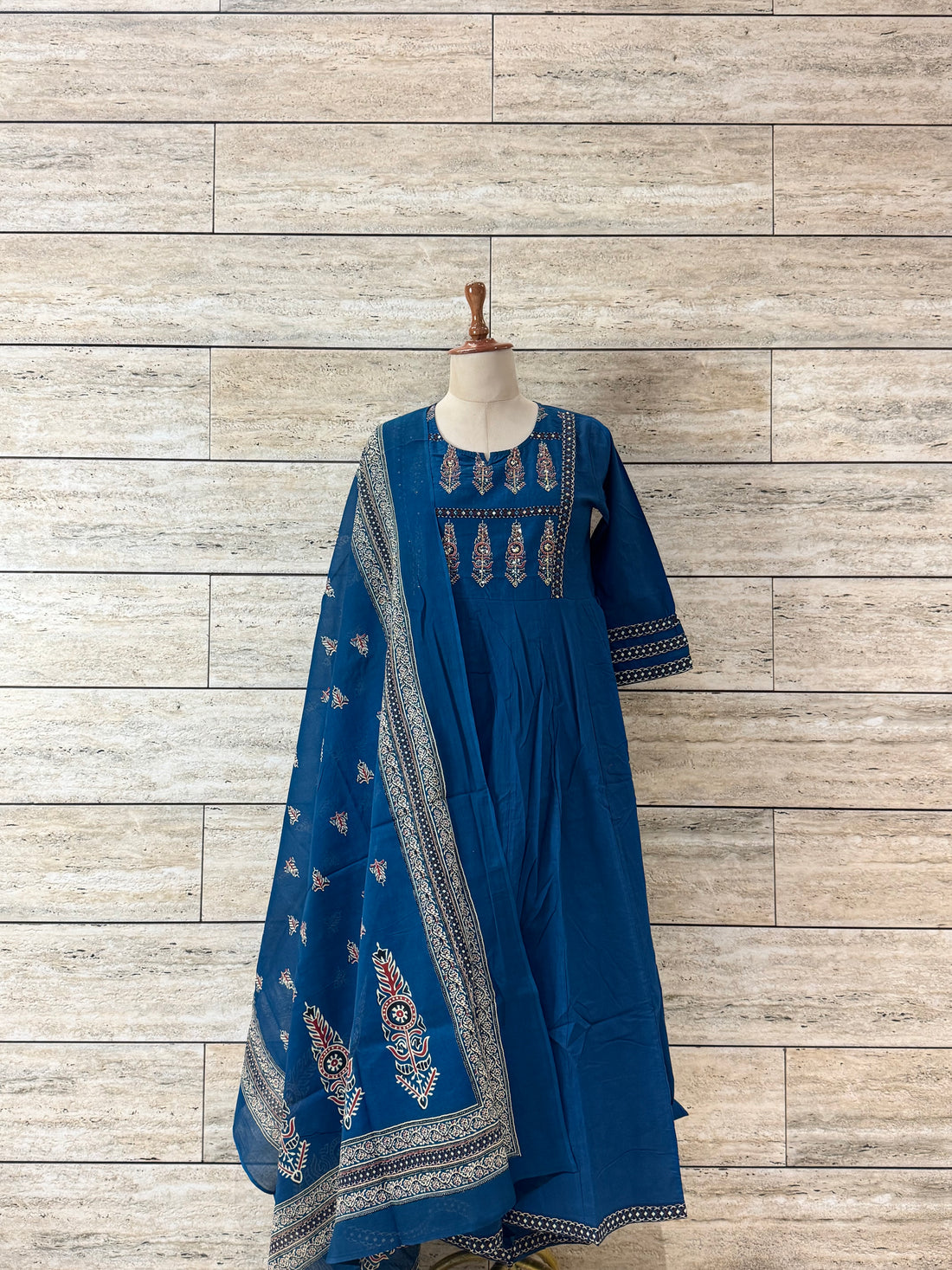 Ajrak Print Pure Cotton Anarkali Dupatta Set ANK004