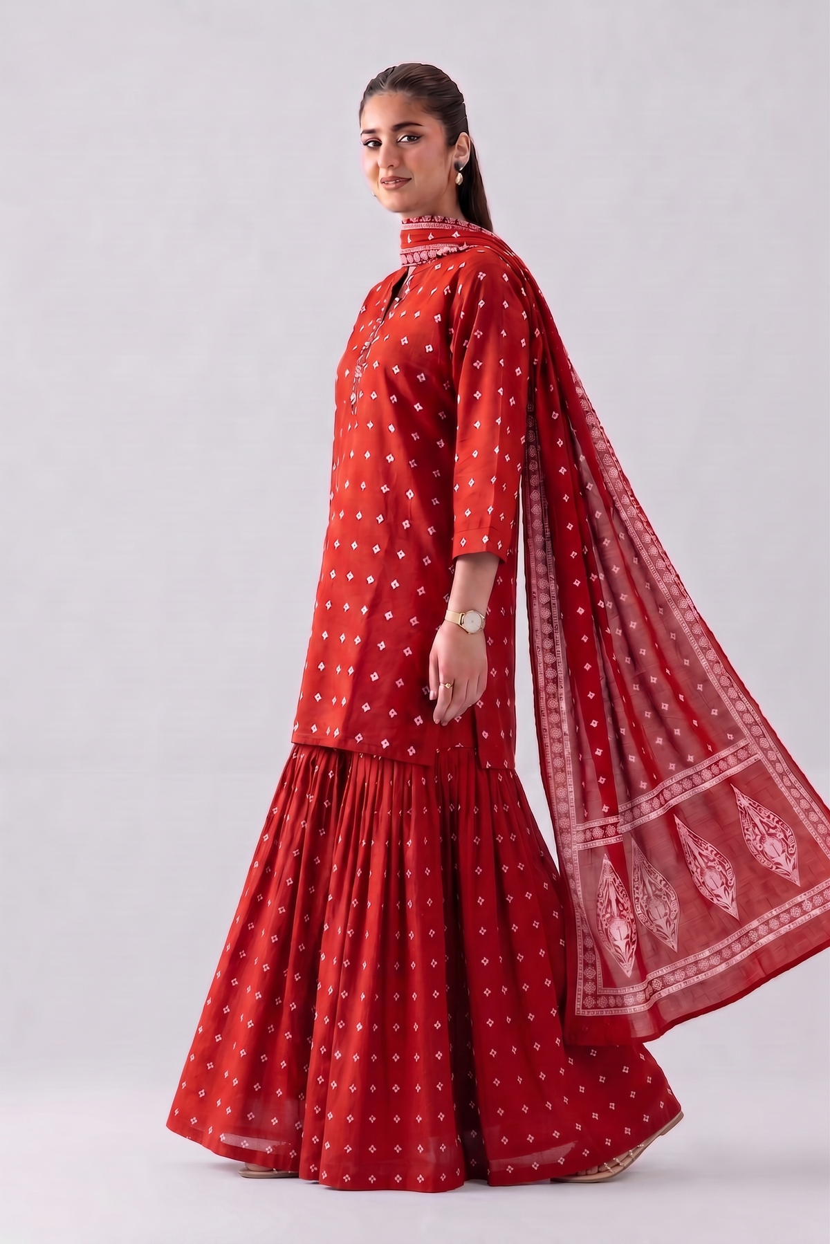 Pure Cotton Dupatta Set With Divider