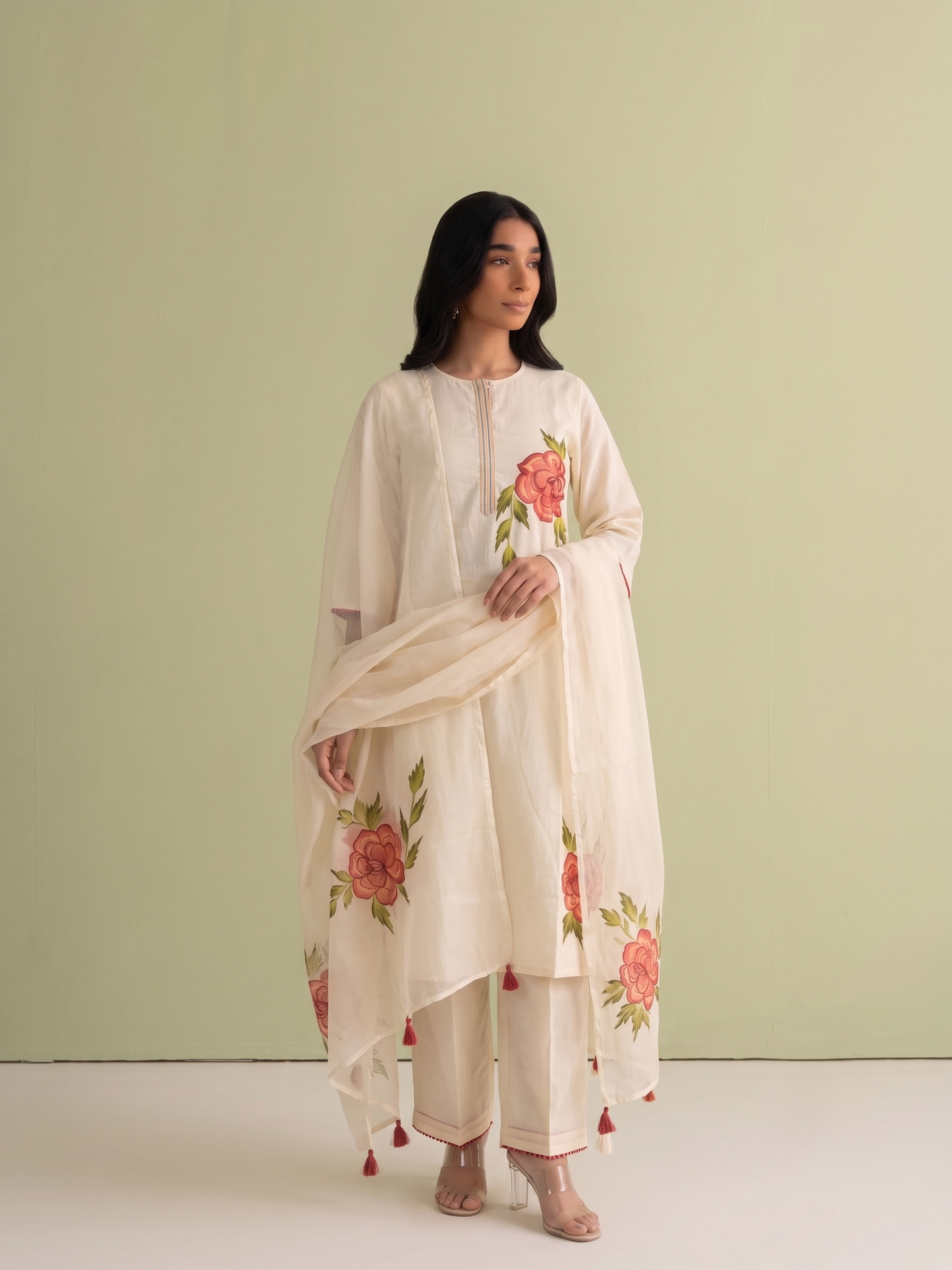 Pure Cotton Brush Print Dupatta Set COS338