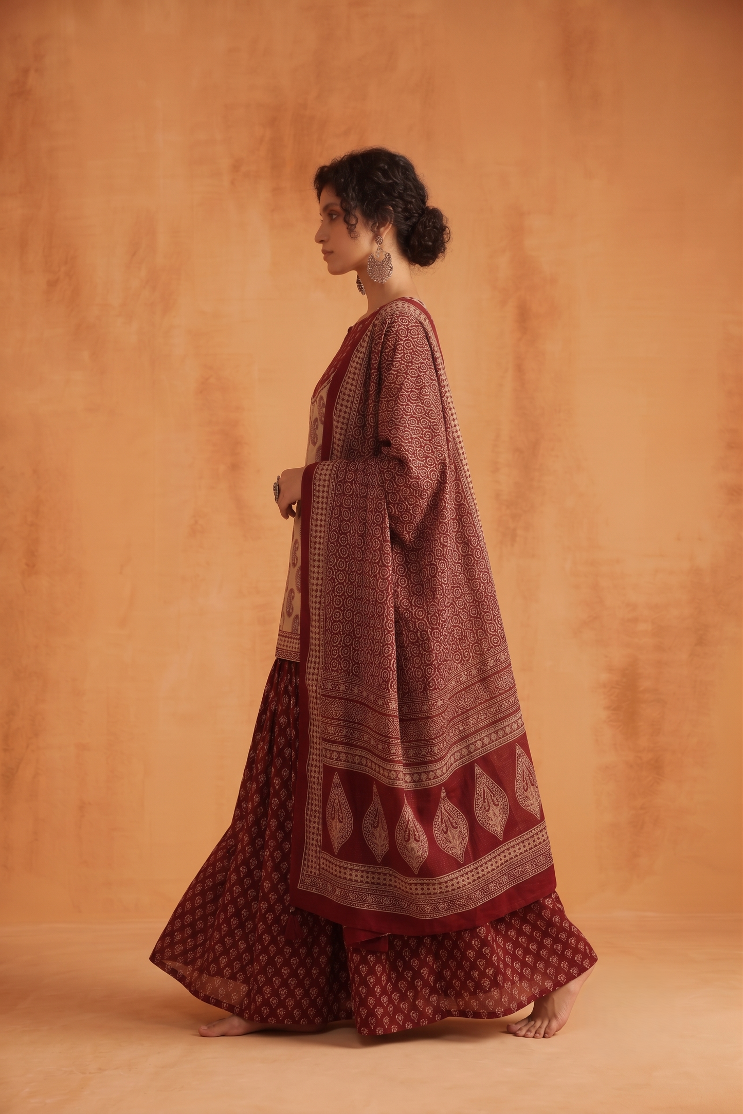 Pure Cotton Dupatta Set With Skirt