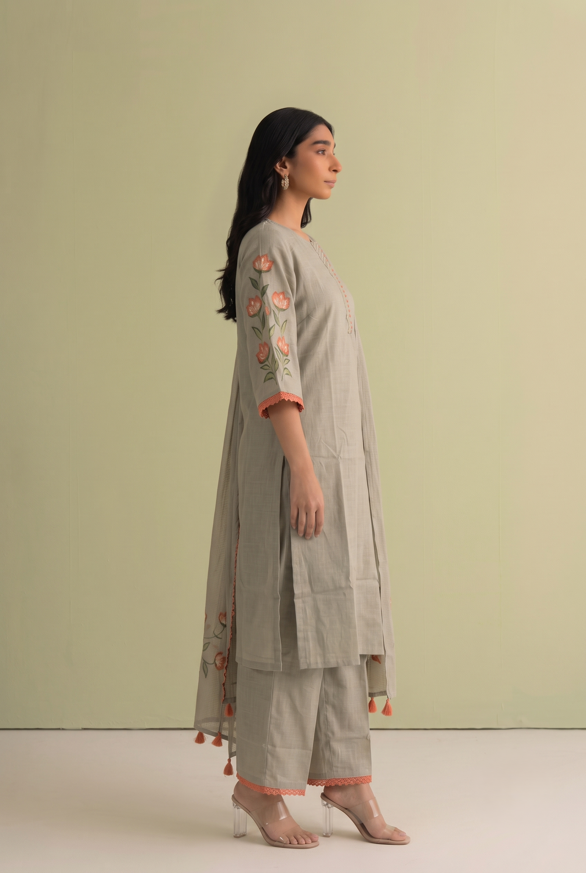 Pure Cotton Brush Print Dupatta Set COS335