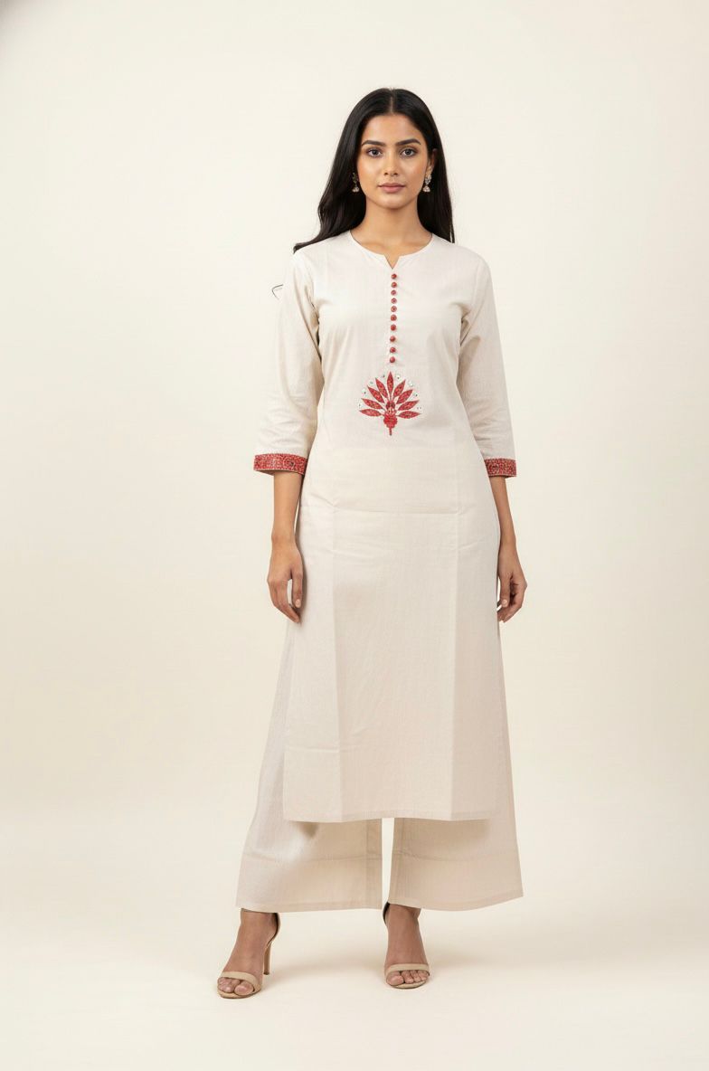 Premium Cotton A-Line Solid Beas With Printed Dupatta set CS0178