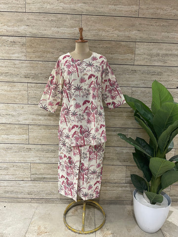 Pure Cotton Floral Print Co Ord Set Plus Size COS007